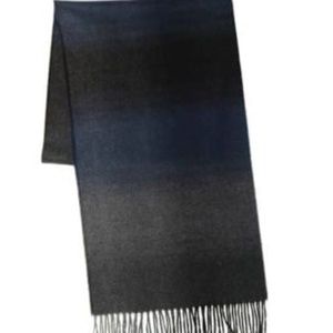 BRAND NEW men London fog navy ombré fringe trimmed scarf 14”W x 70”L